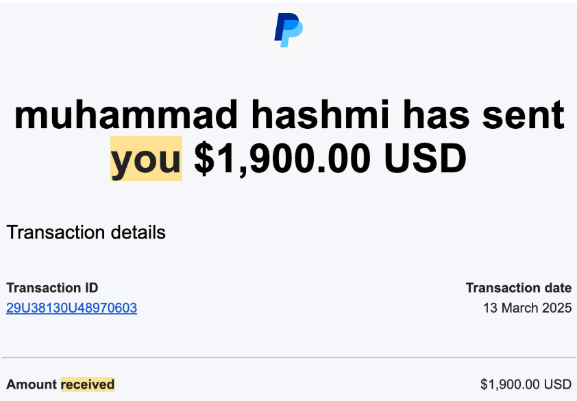 Payment Proof 1